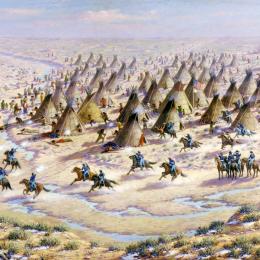 A painting of the Sand Creek Massacre