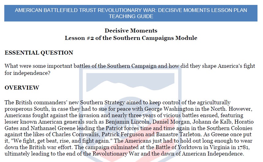 Decisive Moments Lesson Plan Teaching Guide