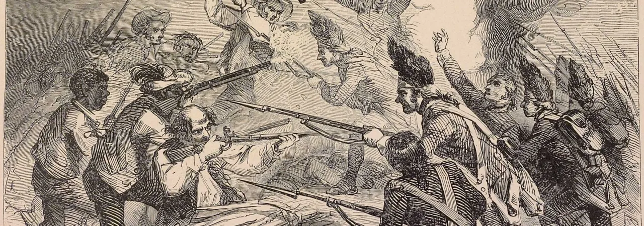 The illustration depicts Peter Salem, a Black soldier who fought with American forces at the Battle of Bunker Hill on June 17, 1775.