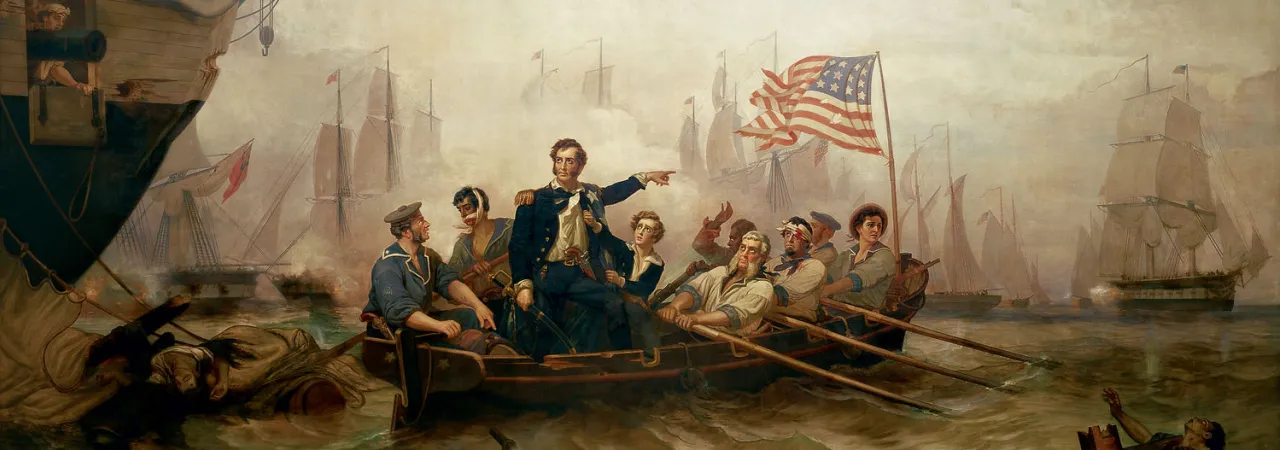 Depiction of Oliver Hazard Perry at the Battle of Lake Erie
