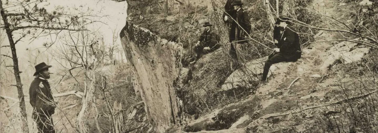 General Ulysses S. Grant and five other men on Lookout Mountain, Tennessee