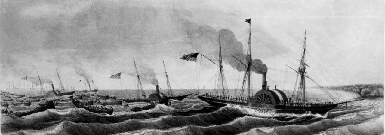 Commodore Matthew C. Perry’s flotilla near coastline of Tabasco