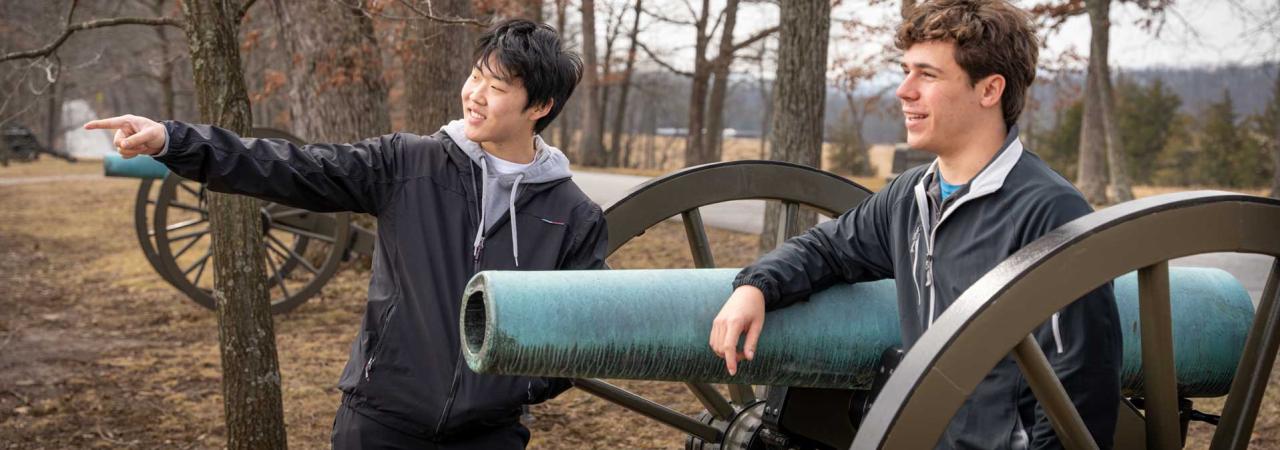 Students visiting Gettysburg National Military Park, Pa.
