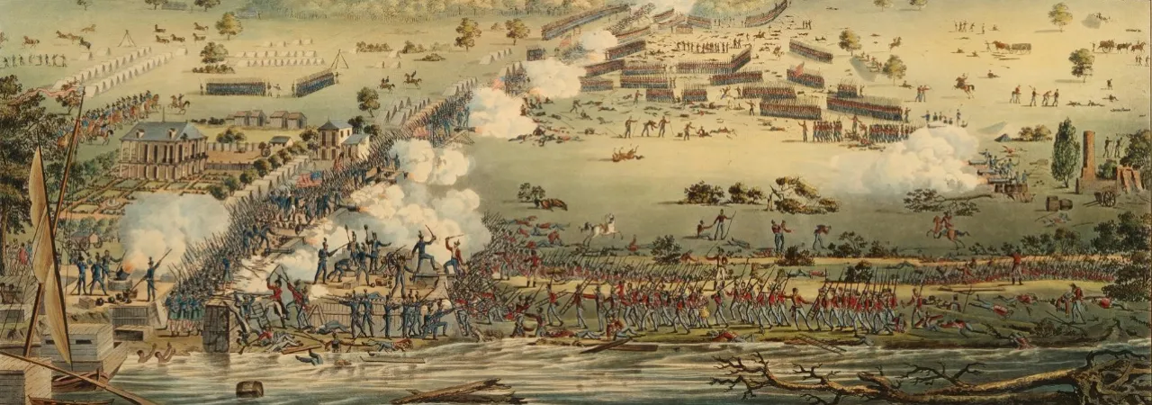 Engraving of the Battle of Pensacola during the War of 1812. 