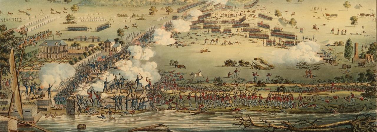 Engraving of the Battle of Pensacola during the War of 1812.