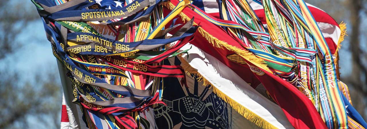 Campaign streamers on display at Medal of Honor Day at Arlington Cemetery, Arlington, Va.