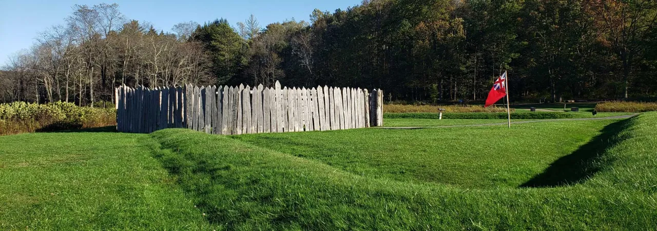 The stockade of Fort Necessity was used to protect the supplies inside. Earthworks were constructed as the French and native forces approached to provide protection for the soldiers defending the fort.