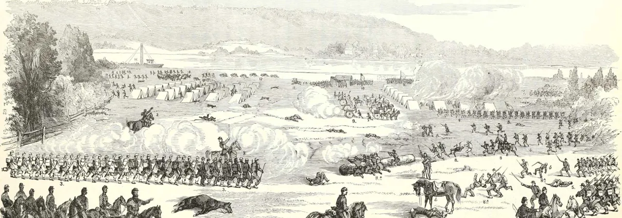 Battle of Belmont, as depicted in Frank Leslie's scenes and portraits of the Civil War