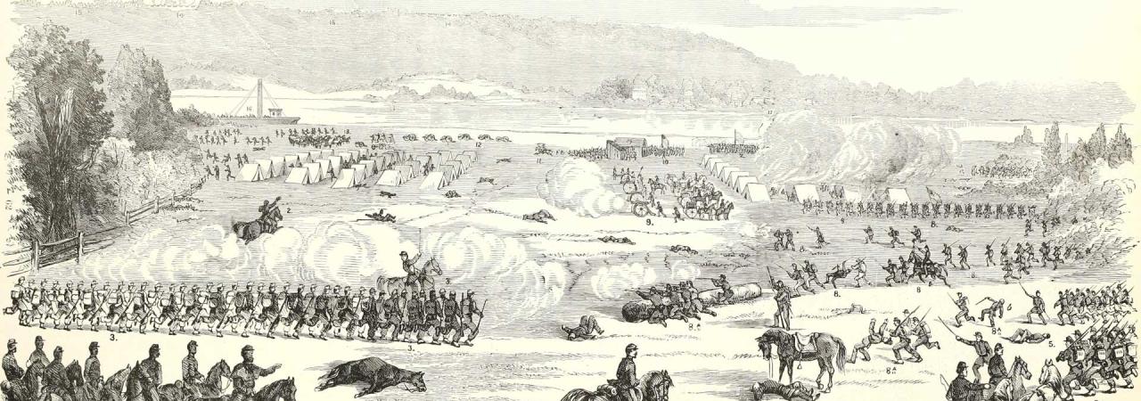 Battle of Belmont, as depicted in Frank Leslie's scenes and portraits of the Civil War