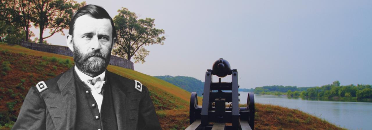 A photo of Ulysses S. Grant in front of Fort Donelson