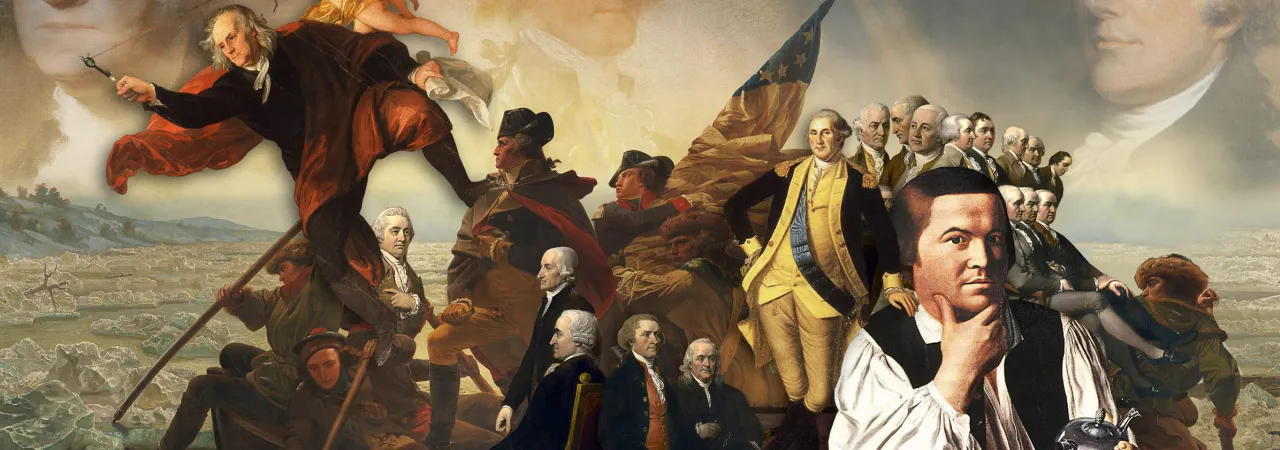 A collage of Revolutionary War images inspired by this article