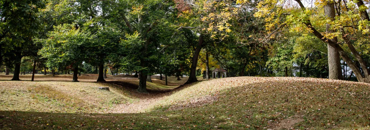 Landscape view at Red Bank Battlefield Park in New Jersey