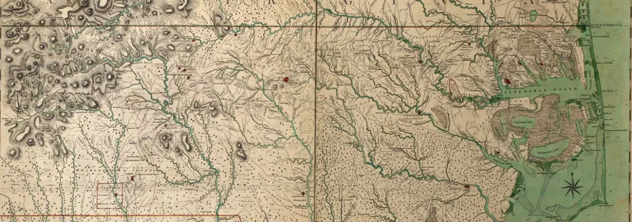 Map of North Carolina drawn in the eightenth-century