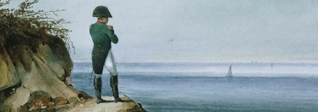 Napoleon during his exile on Saint Helena, where he lived from 1815 until his death in 1821. Watercolor by František Xaver Sandmann, ca. 1820.