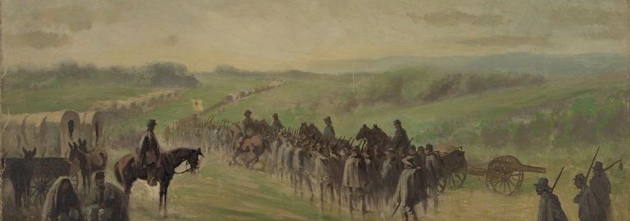 Pursuit of Lee's army. Scene on the road near Emmitsburg - marching through the rain .jpeg