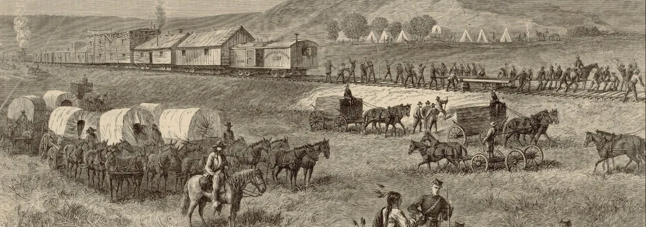 Railroad building on the Great Plains, 1875