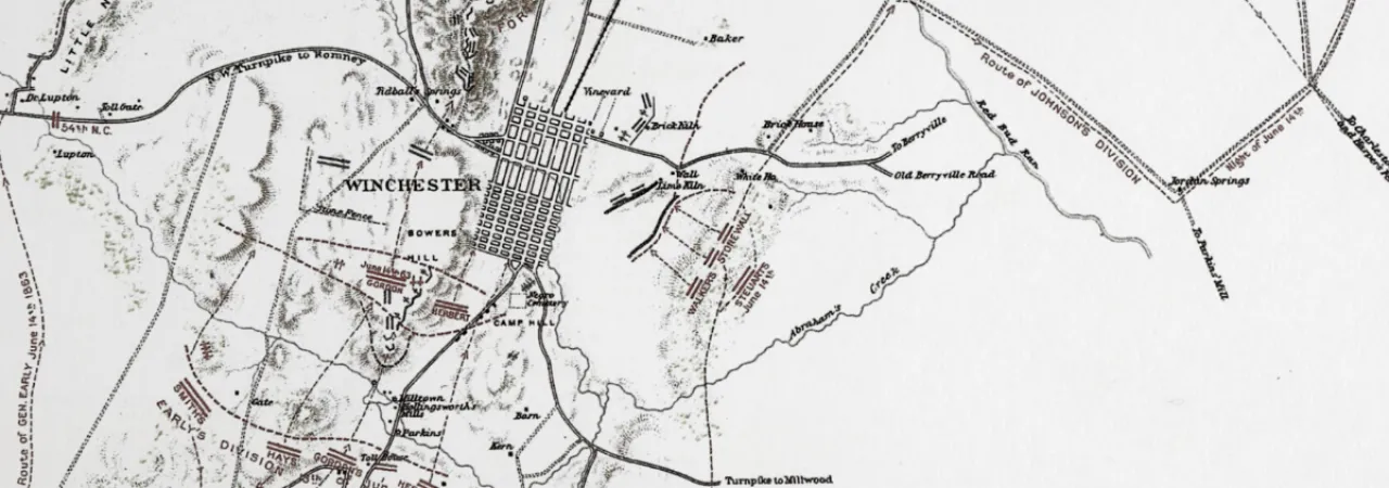 A historical map of the Battle of Second Winchester