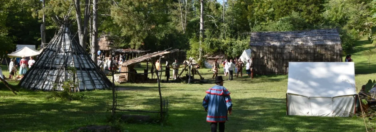 Partially reconstructed Shawnee Village at Piqua