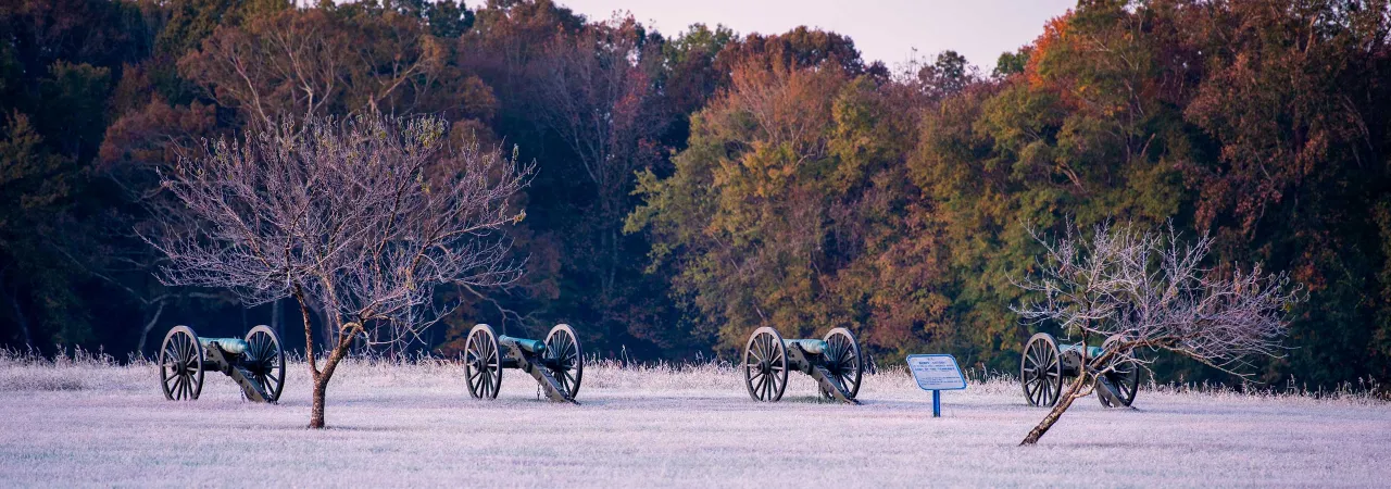 Snow at Mann's Battery, Shiloh National Military Park, Tenn.