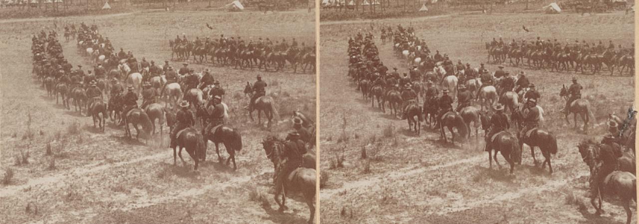 Sixth battalion U.S. Cavalry, entering camp