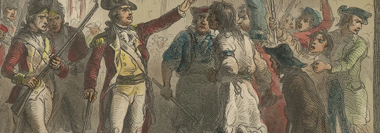 British Royal Governor William Tryon confronts the North Carolina Regulators in 1771.