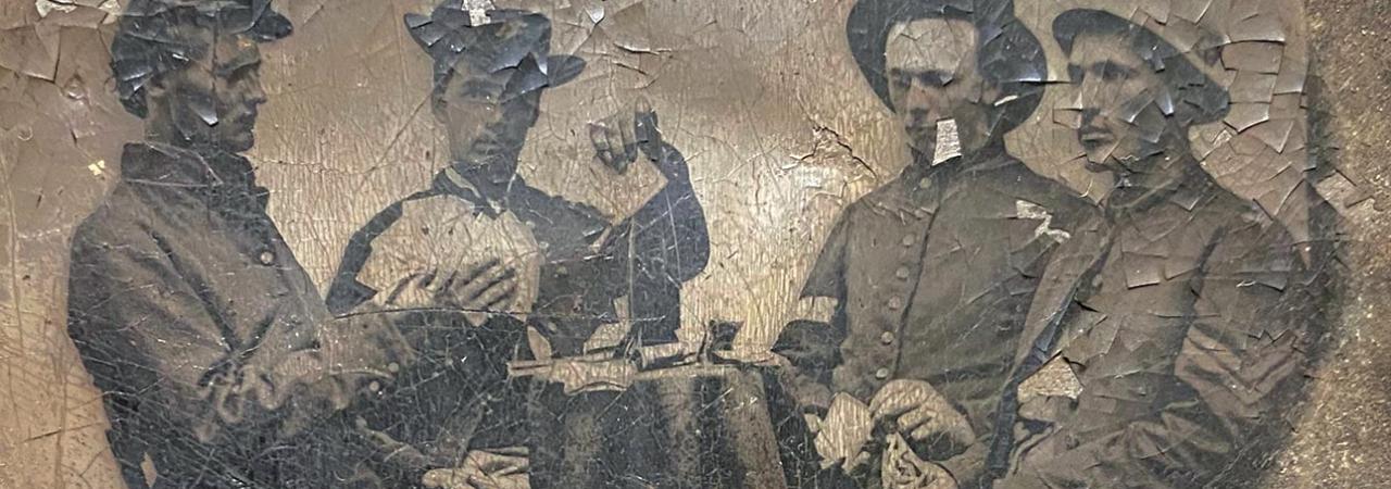 Tintype Photograph of Union Soldiers Playing Cards