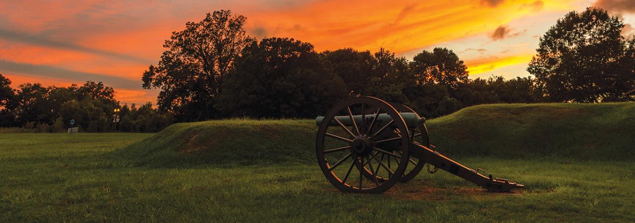 Vicksburg National Military Park at sunset