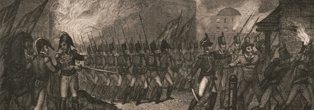 This artwork portrays the British burning the White House