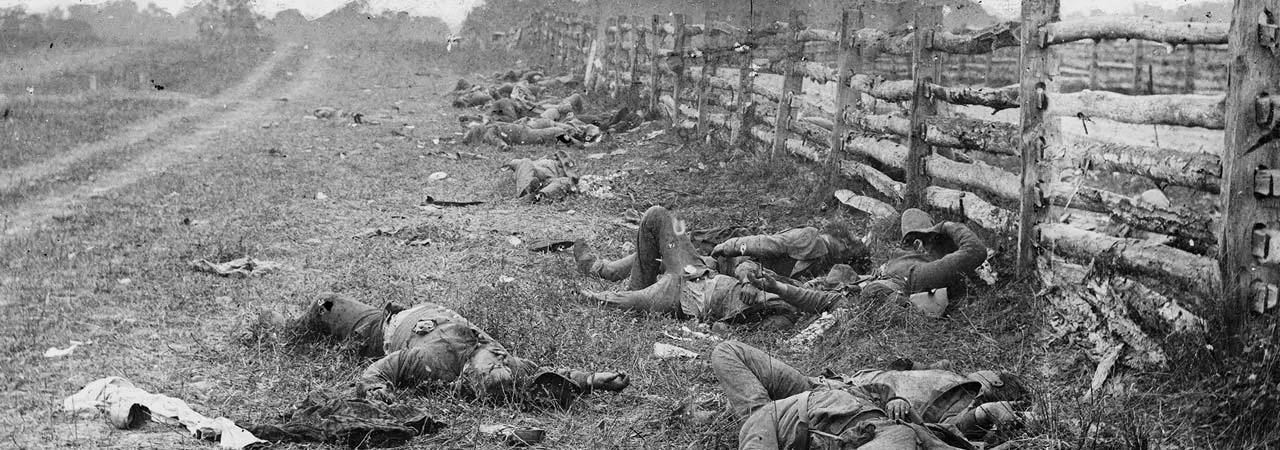 Antietam, Md. Confederate Dead by a Fence on the Hagerstown Road, September 1862. Photograph by Alexander Gardner.