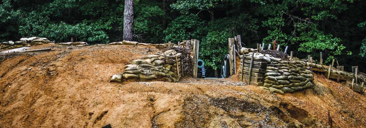 Recreated earthworks at Petersburg National Battlefield, Petersburg, Va.