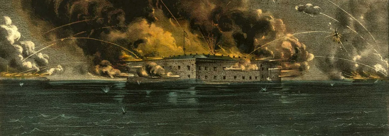 A painting of the bombardment of Fort Sumter