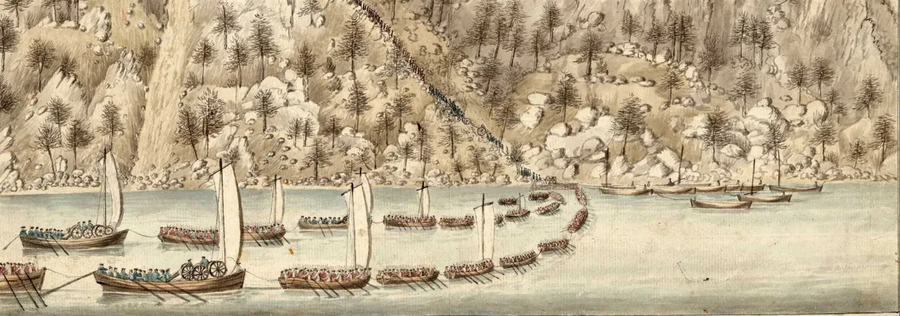 Painting depicting the landing of the British Forces in the Jerseys