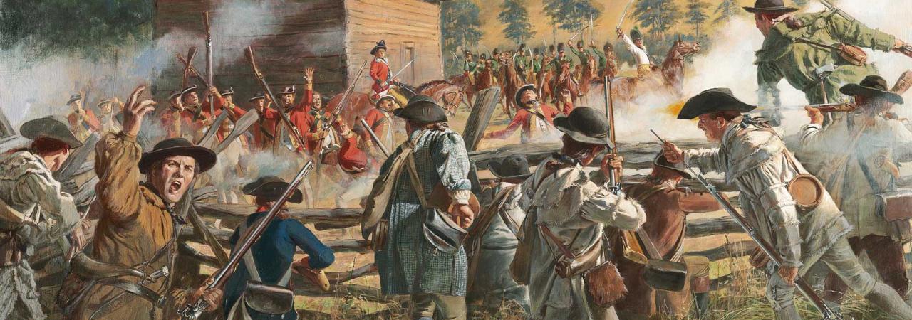 Artist's depiction of Huck's Defeat at Williamson's Plantation, 1780