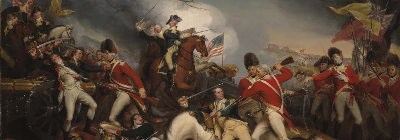 A painting illustrating British grenadiers bayoneting Gen. Hugh Mercer.