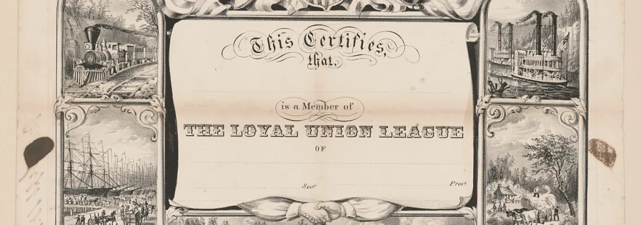 Loyal Union League Certificate