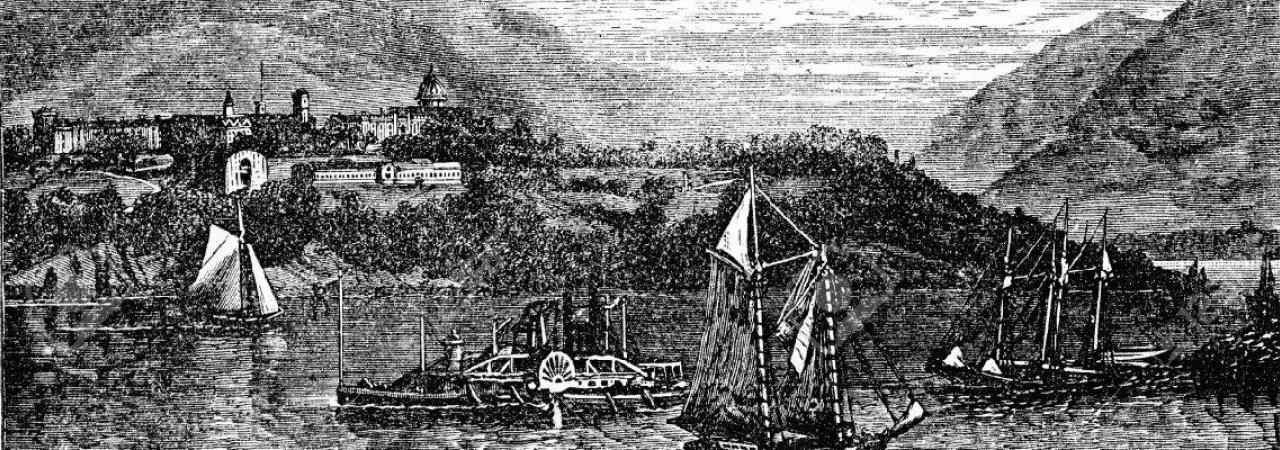 This is a landscape sketch of West Point in the 1890s.
