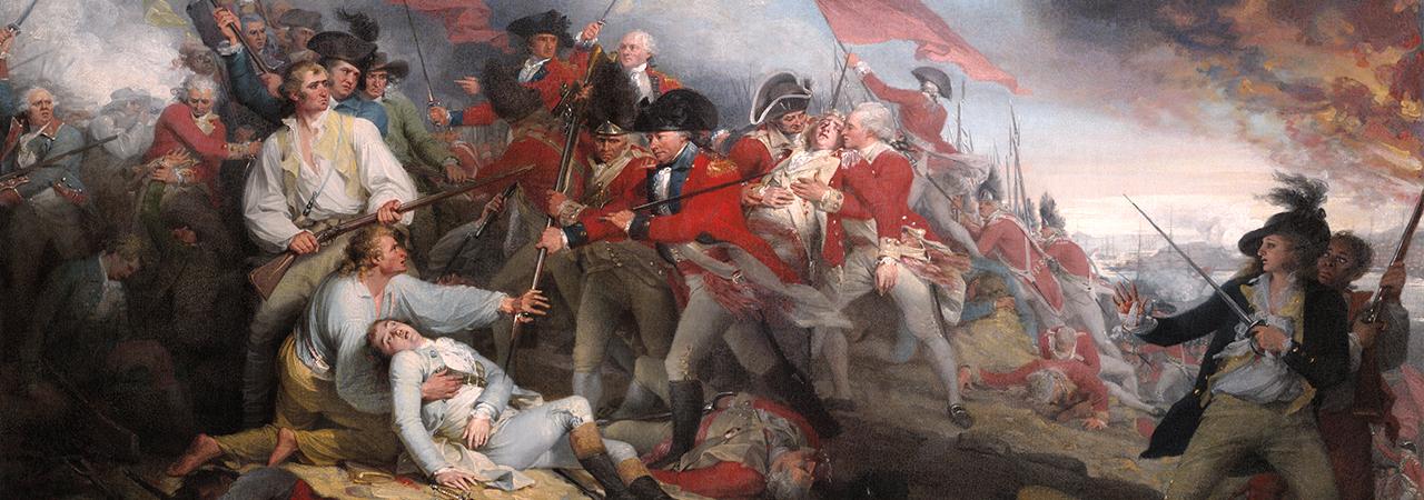 This painting depicts the violent clash that occurred at Bunker Hill. 