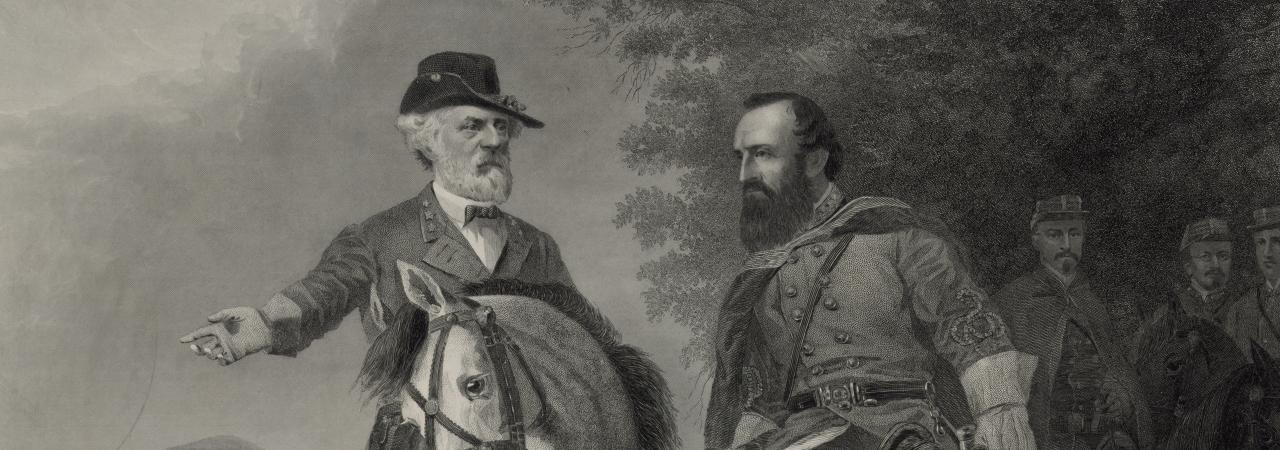 Illustration of two generals in conversation