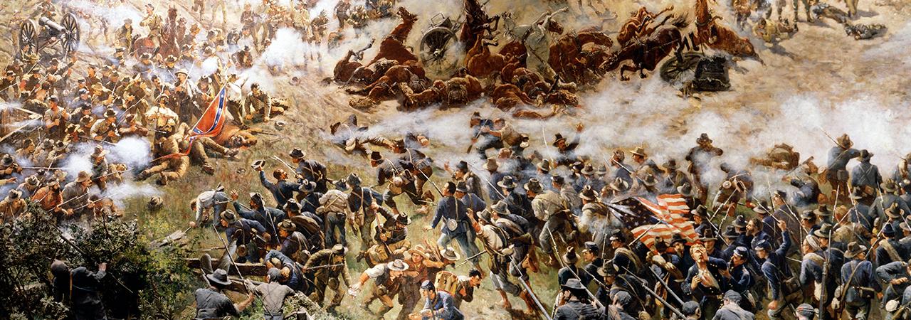 This is a painting of the violent conflict at the Battle of Atlanta. 