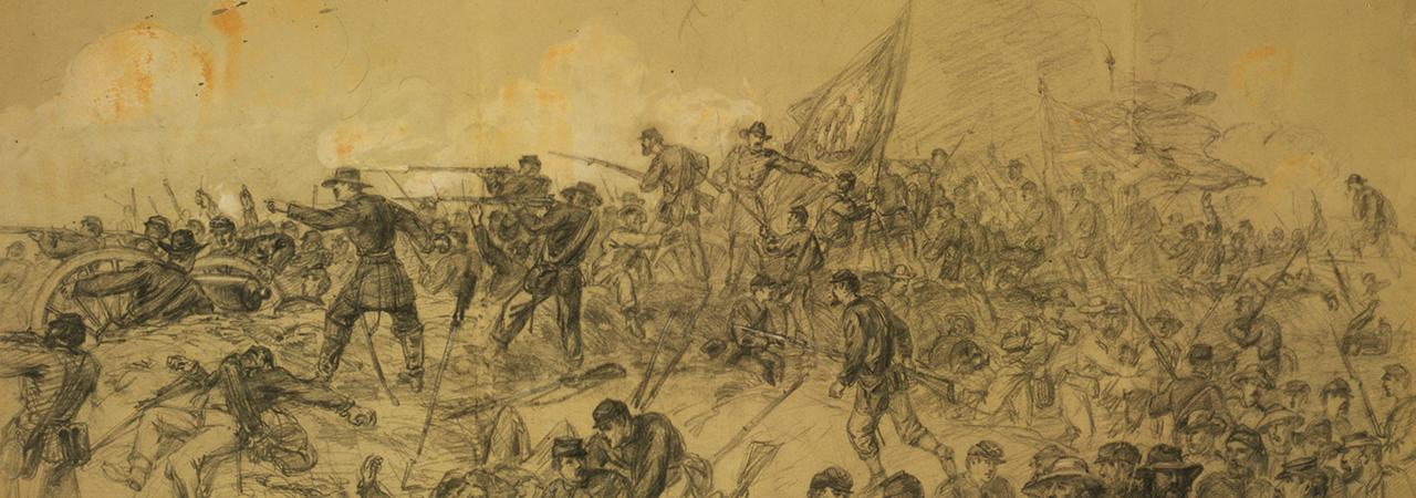 Illustration of the 7th New York Heavy Artillery in action at Cold Harbor