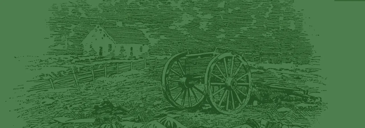 This is a sketch of a cannon stationed on a battlefield. 