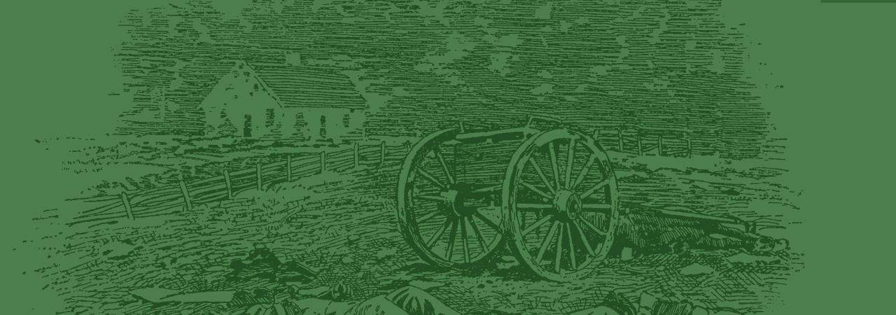 This is a sketch of a cannon stationed on a battlefield. 