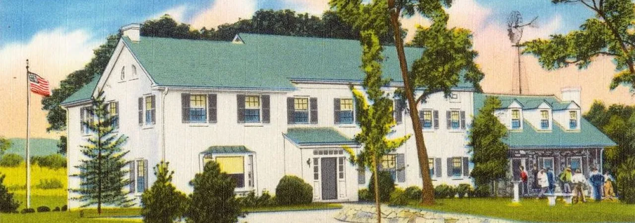 Cropped image of a postcard depicting the Eisenhower Farm in Gettysburg, Pennsylvania