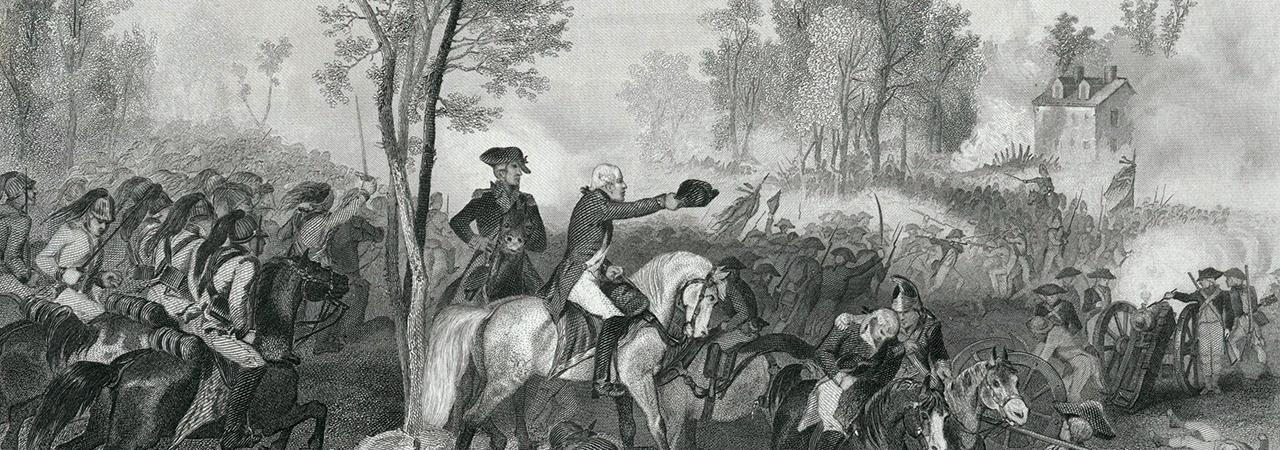 Troops charging at Eutaw Springs