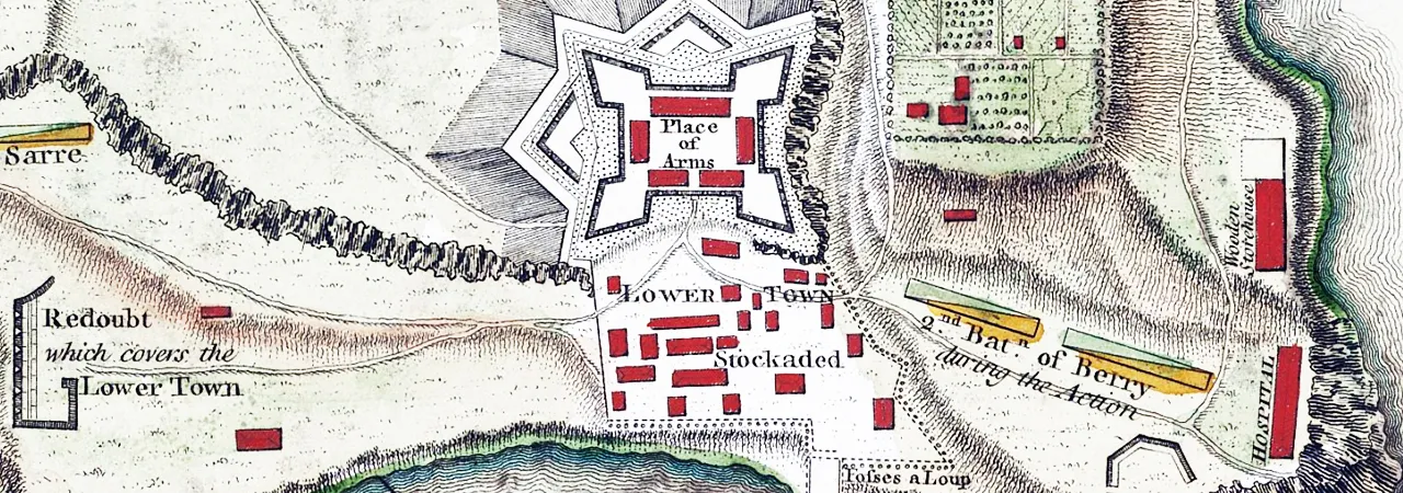 This is a sketched map detailing the landscape of Fort Ticonderoga.