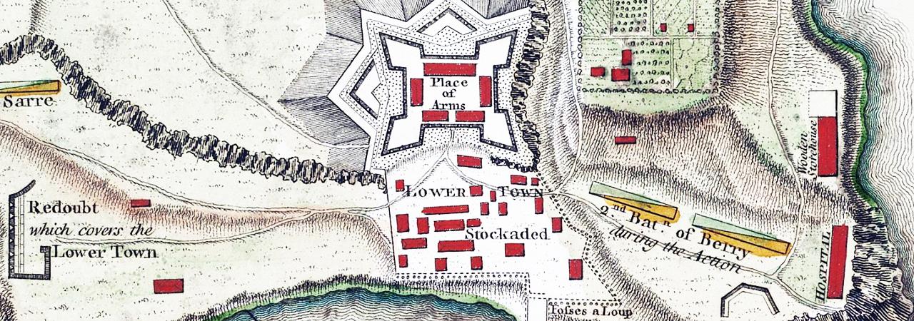 This is a sketched map detailing the landscape of Fort Ticonderoga. 