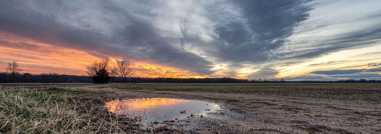 Sunset over Slaughter Pen Farm in Fredericksburg