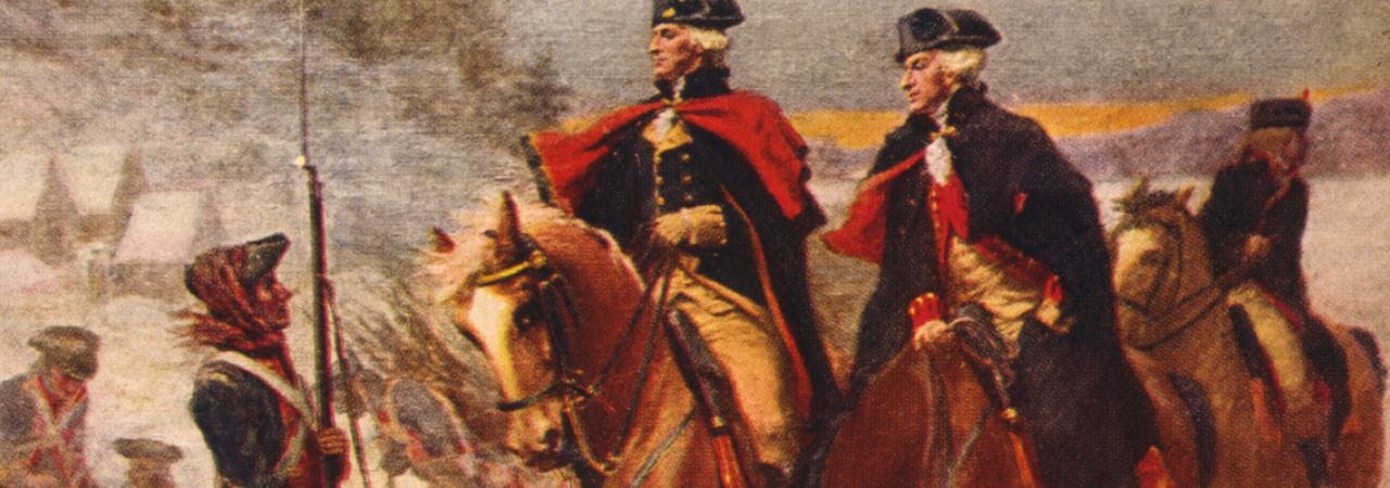 Washington and Lafayette at Valley Forge / painting by Dunsmore.