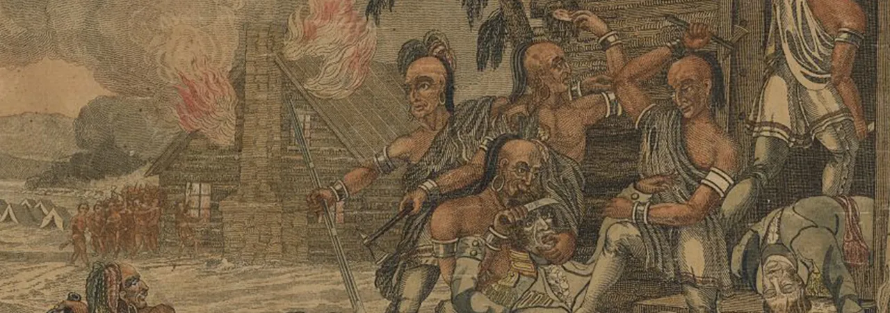 This is a painting of Native Americans at the River Raisin Battle