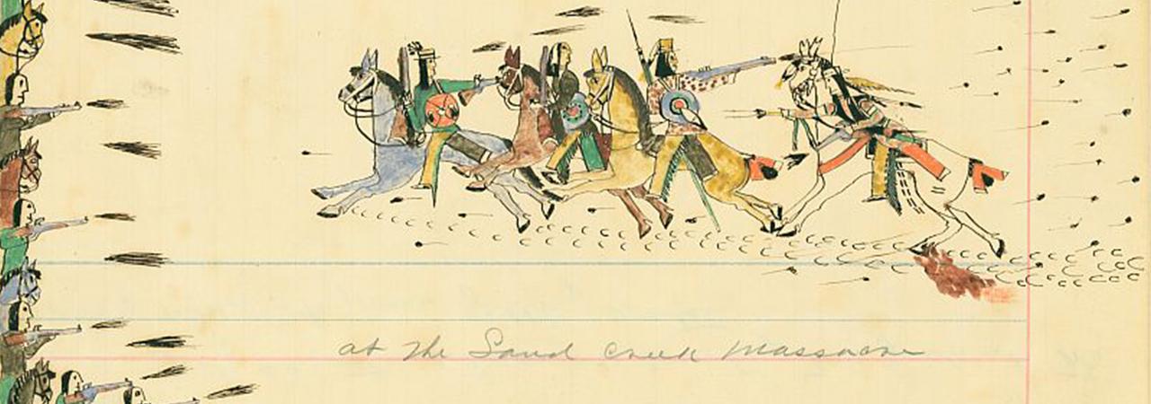 Drawing of four cavalry men